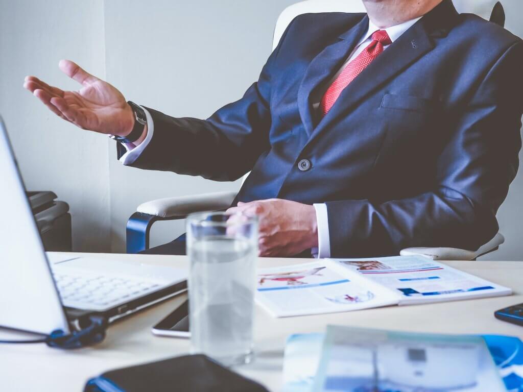 lawyer sitting at desk